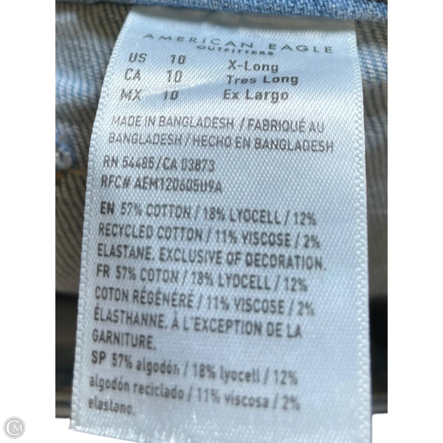 Jeans Wide Leg By American Eagle In Blue Denim, Size: 10