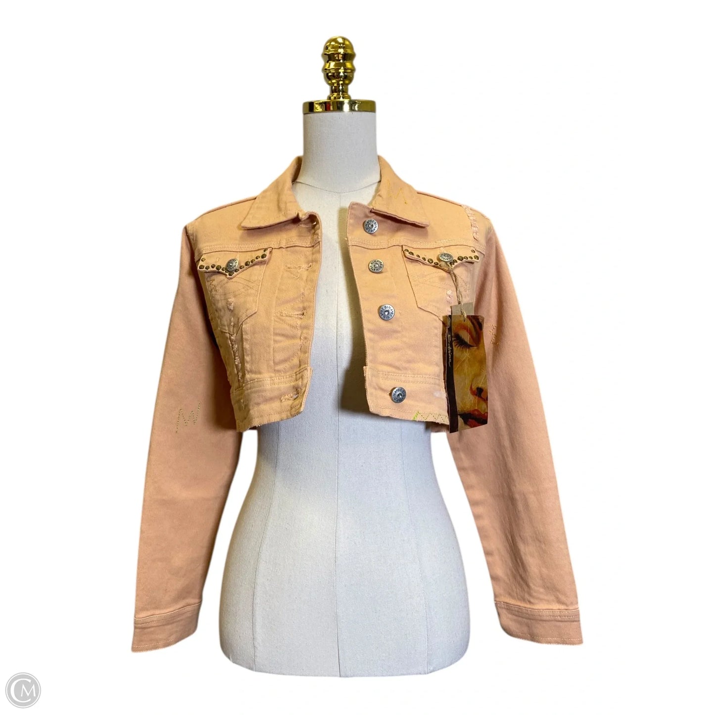 Jacket Denim By Clothes Mentor In Orange, Size: L