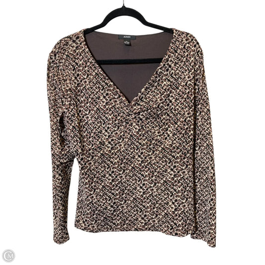 Top Long Sleeve By Alfani In Brown & Cream, Size: Xl