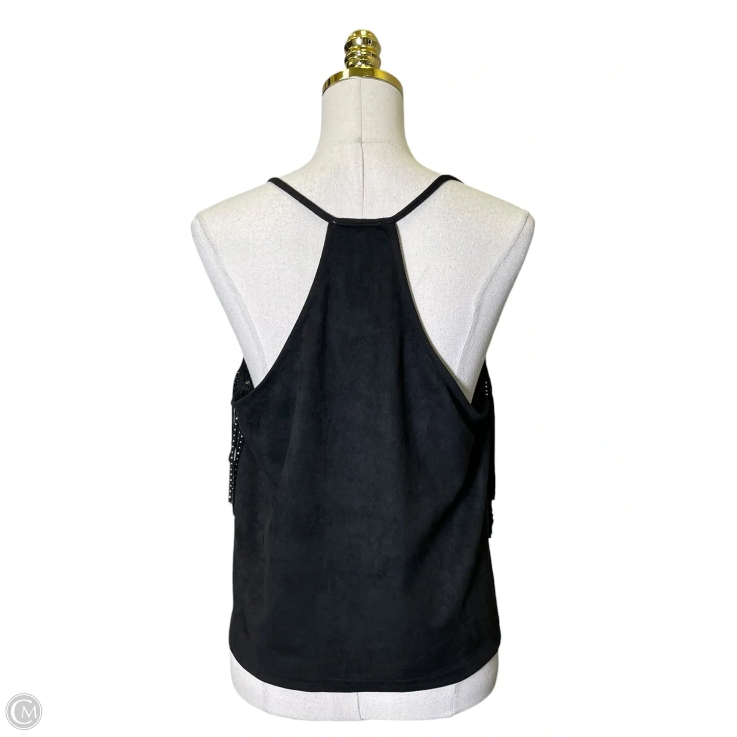 Top Sleeveless By Main Strip In Black & Silver, Size: M