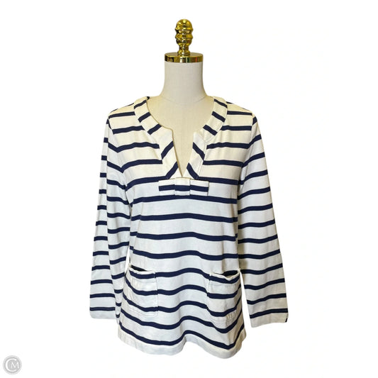 Top Long Sleeve Designer By Kate Spade In Blue & White, Size: Xl