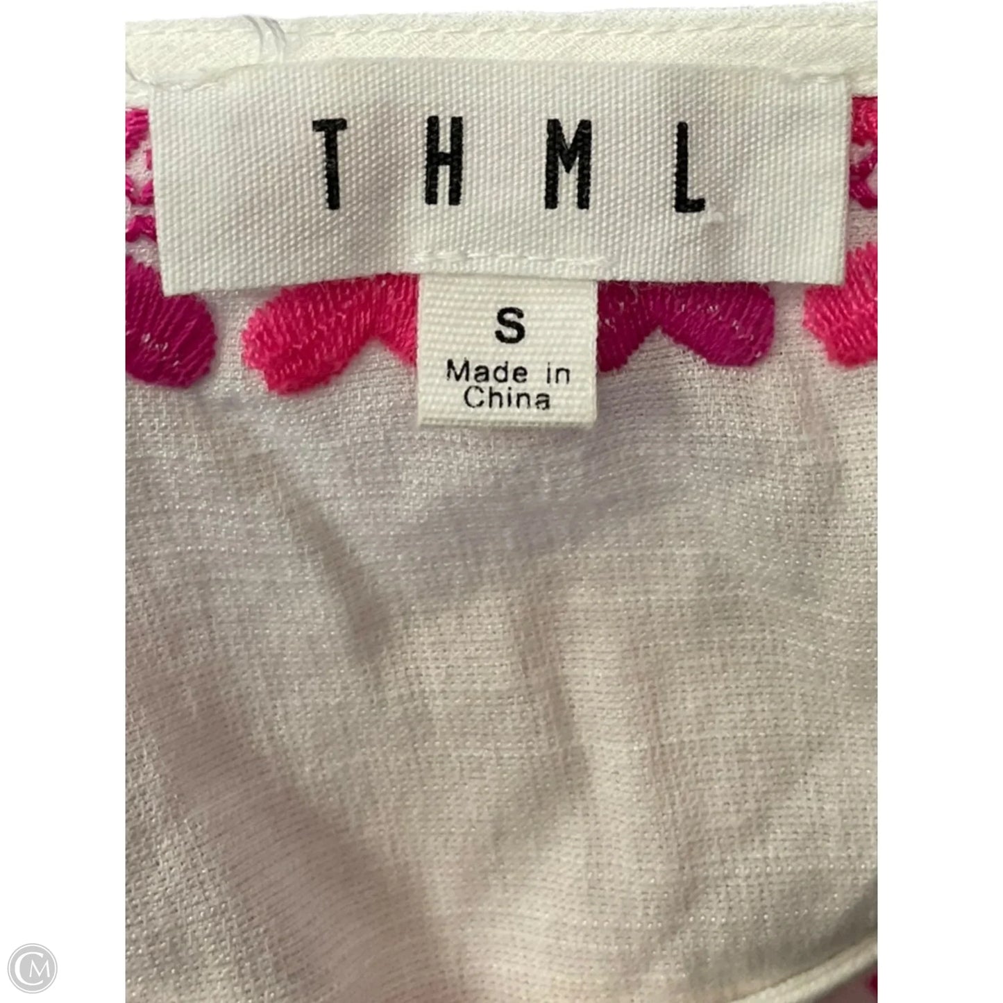 Top Short Sleeve By Thml In Pink & White, Size: S
