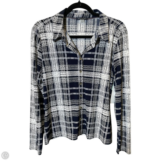 Blouse Long Sleeve By Tommy Hilfiger In Blue & White, Size: M