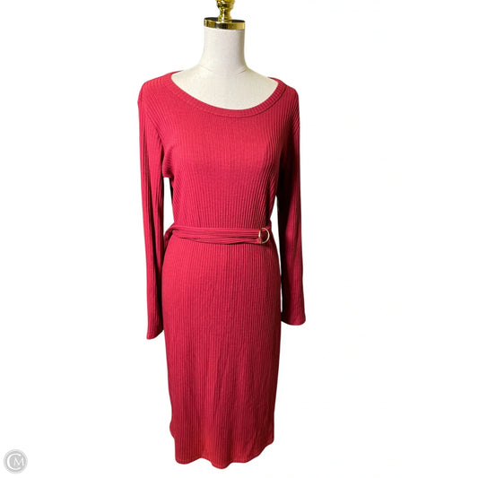 Dress Casual Midi By Michael By Michael Kors In Maroon, Size: Xl
