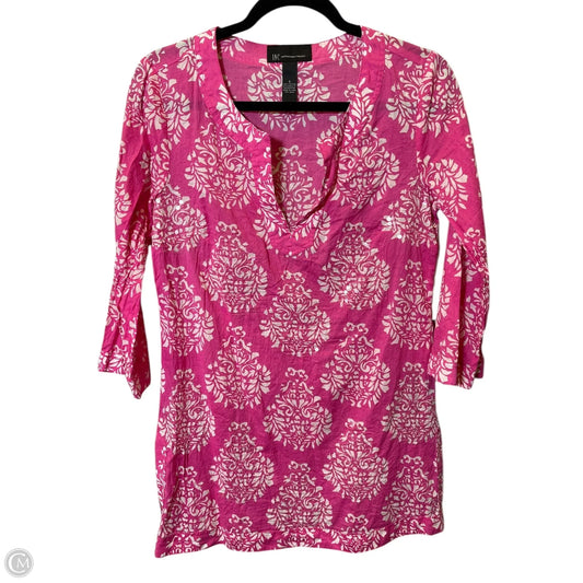Tunic 3/4 Sleeve By International Concepts In Pink & White, Size: 6