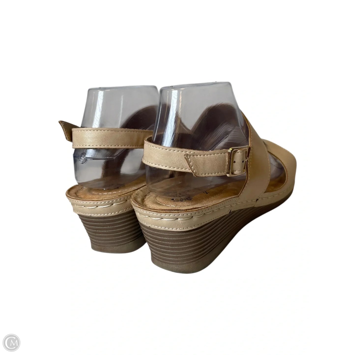 Shoes Heels Wedge By Clothes Mentor In Beige, Size: 9