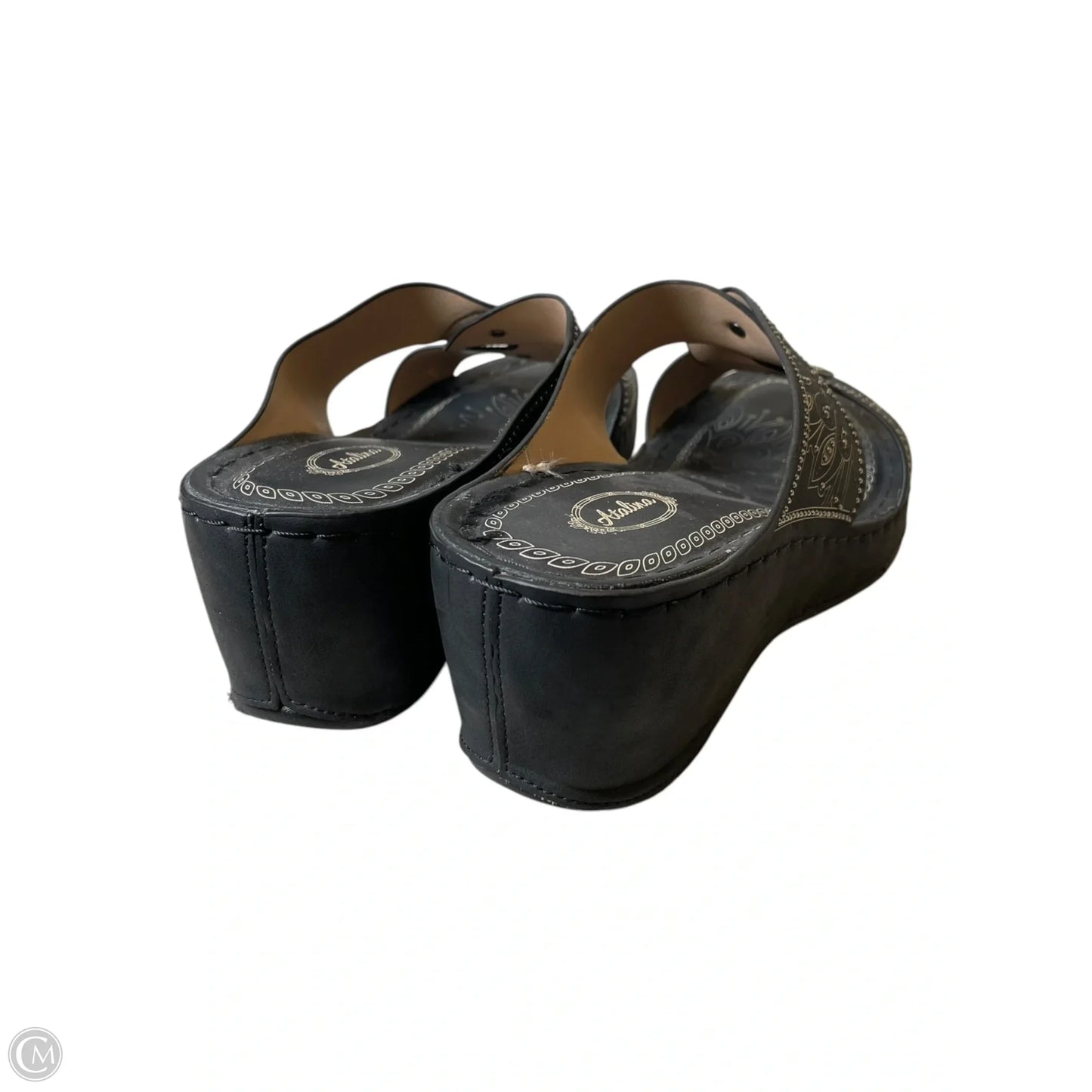 Shoes Heels Wedge By Clothes Mentor In Black & Cream, Size: 9.5