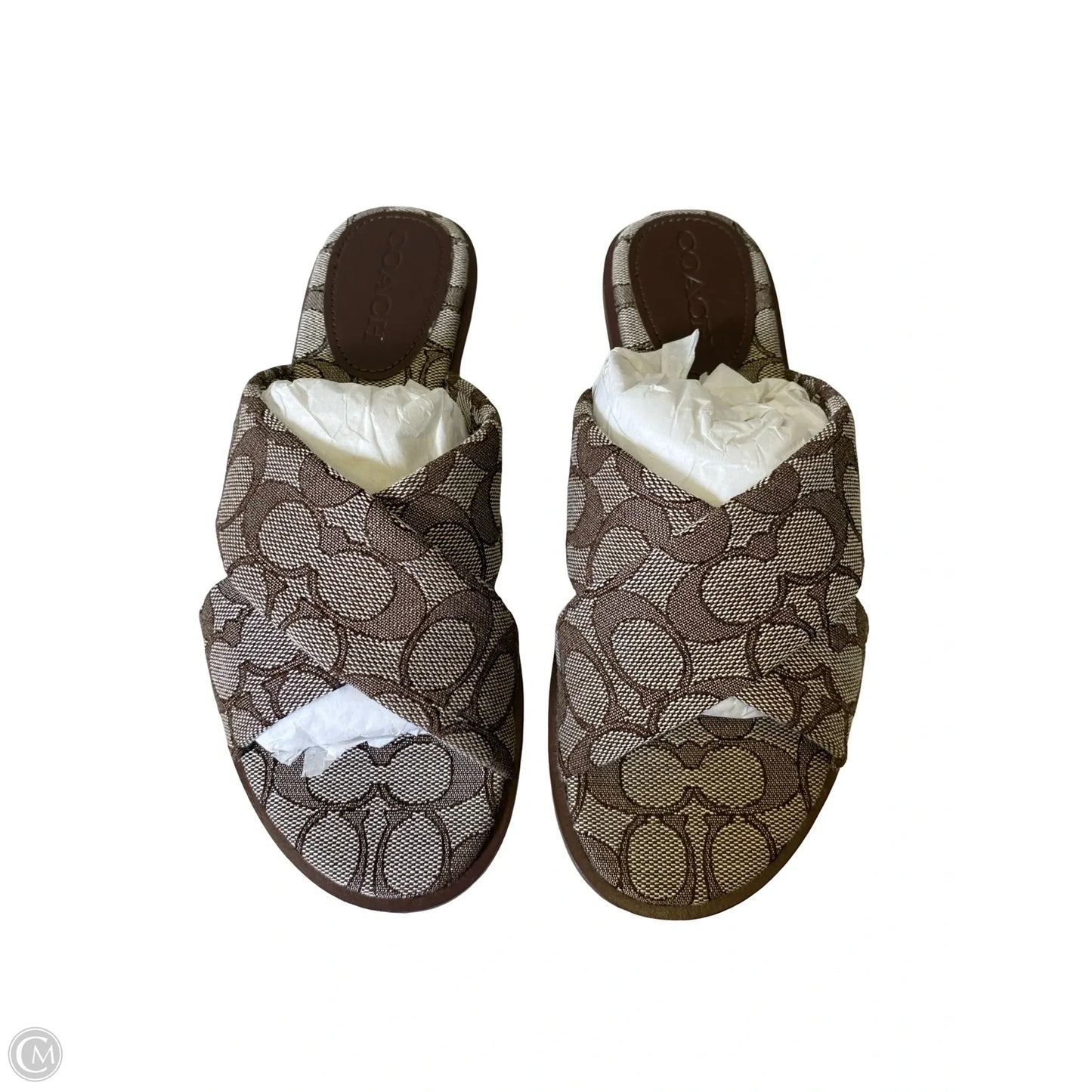 Sandals Designer By Coach In Brown & Cream, Size: 7.5
