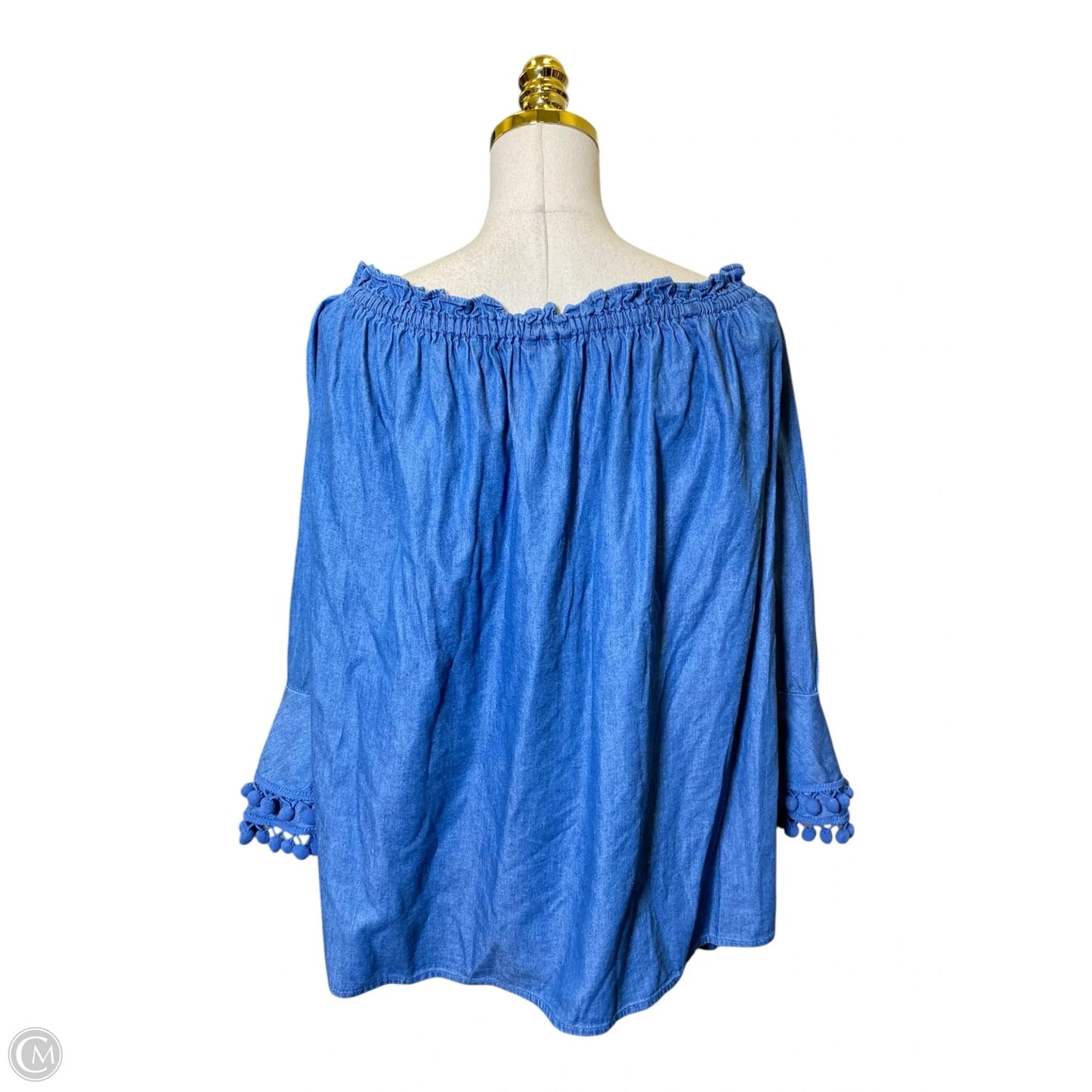 Top 3/4 Sleeve By Clothes Mentor In Blue Denim, Size: 1x