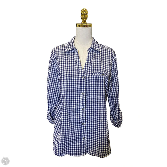 Top Long Sleeve By Kut In Blue & White, Size: Xl