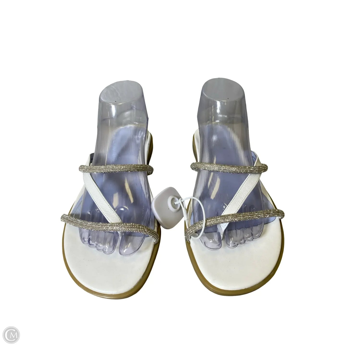 Sandals Flats By Vionic In Silver & White, Size: 9