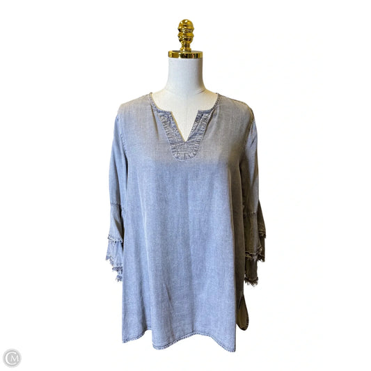 Blouse 3/4 Sleeve By John Mark In Grey, Size: L