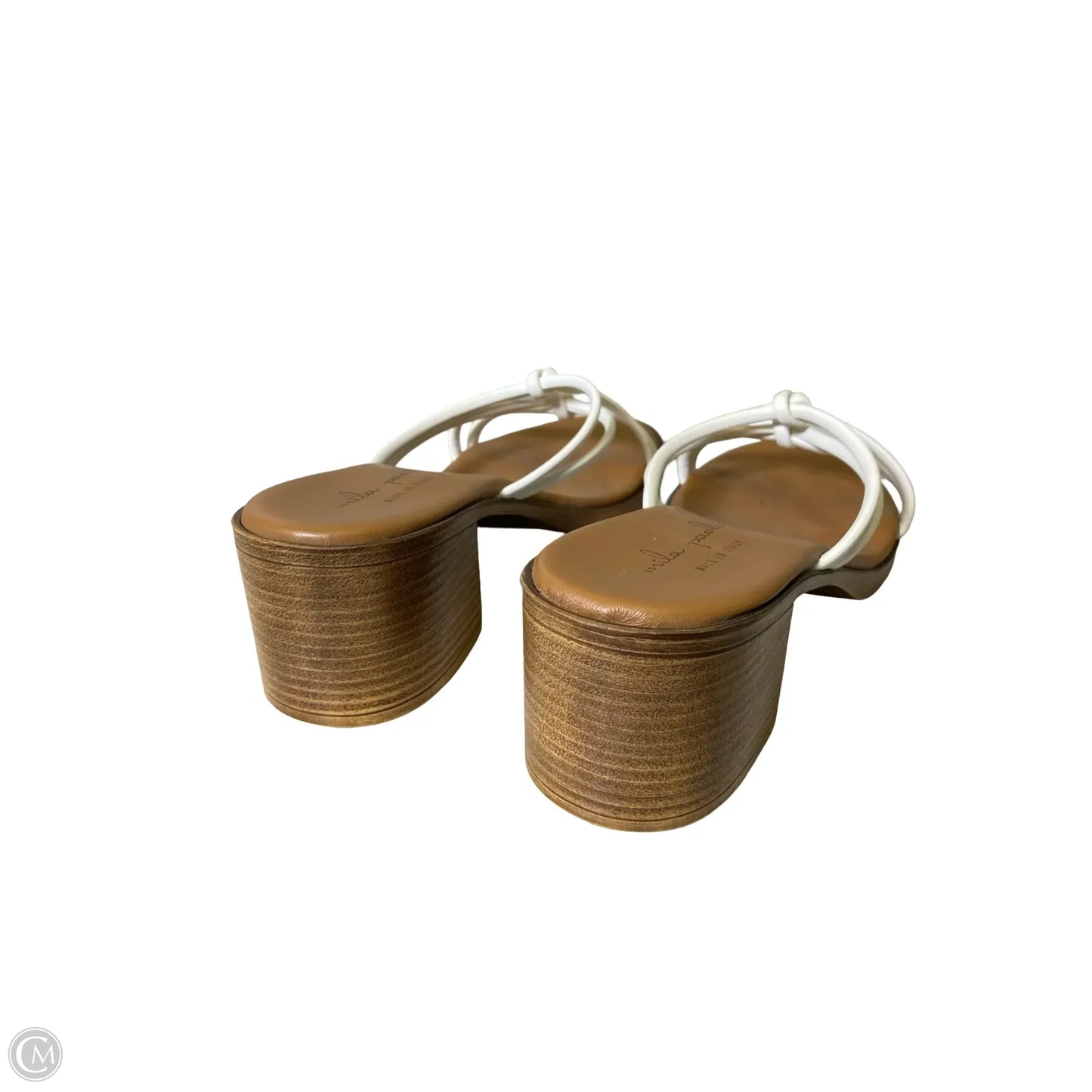 Sandals Heels Block By Clothes Mentor In White, Size: 9.5