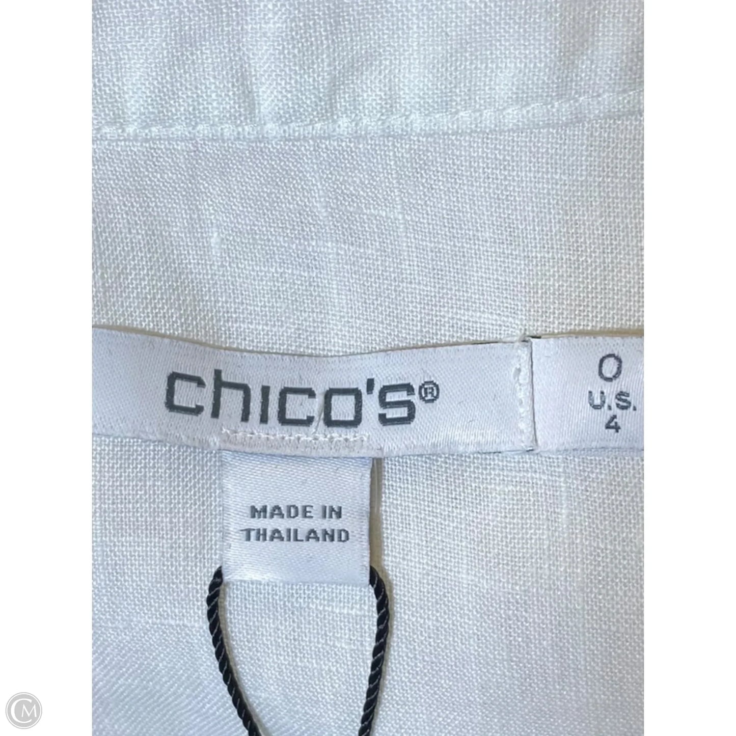 Top 3/4 Sleeve By Chicos In White, Size: S