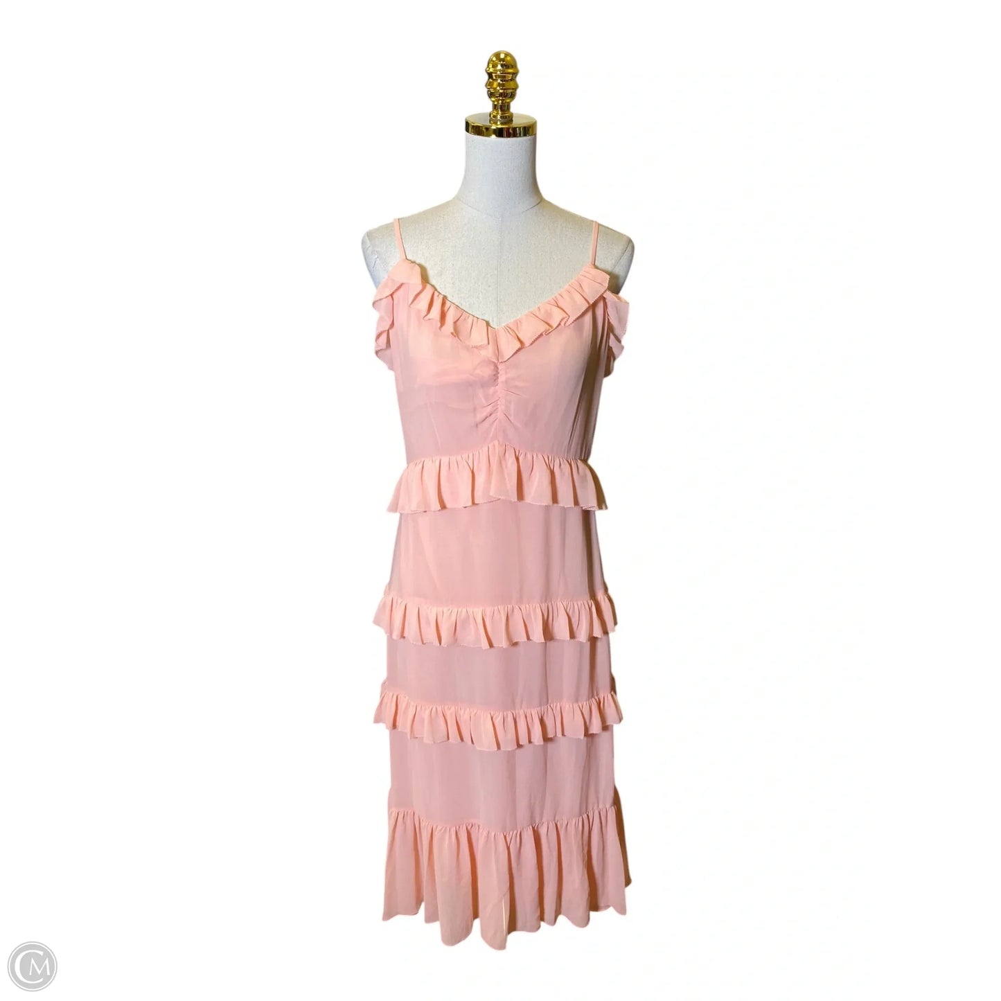 Dress Designer By Michael Kors In Peach, Size: M