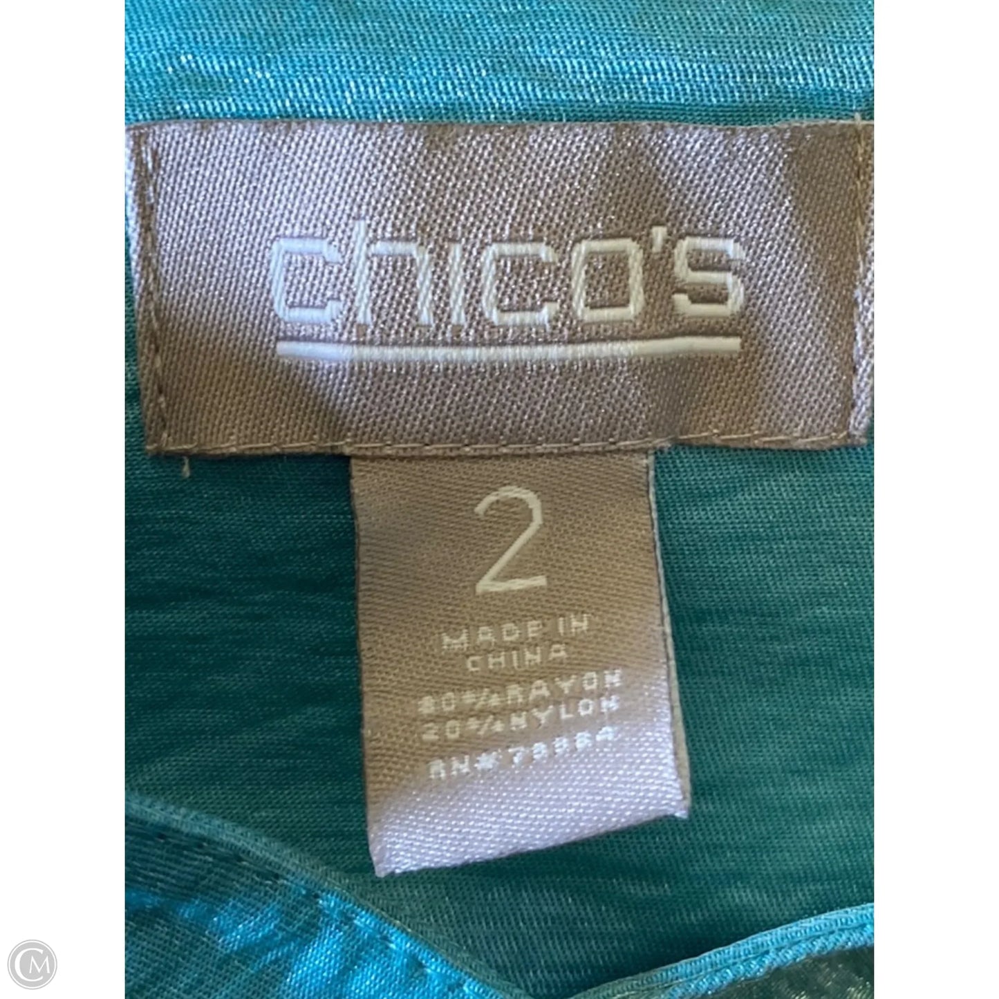 Top Long Sleeve By Chicos In Aqua, Size: L