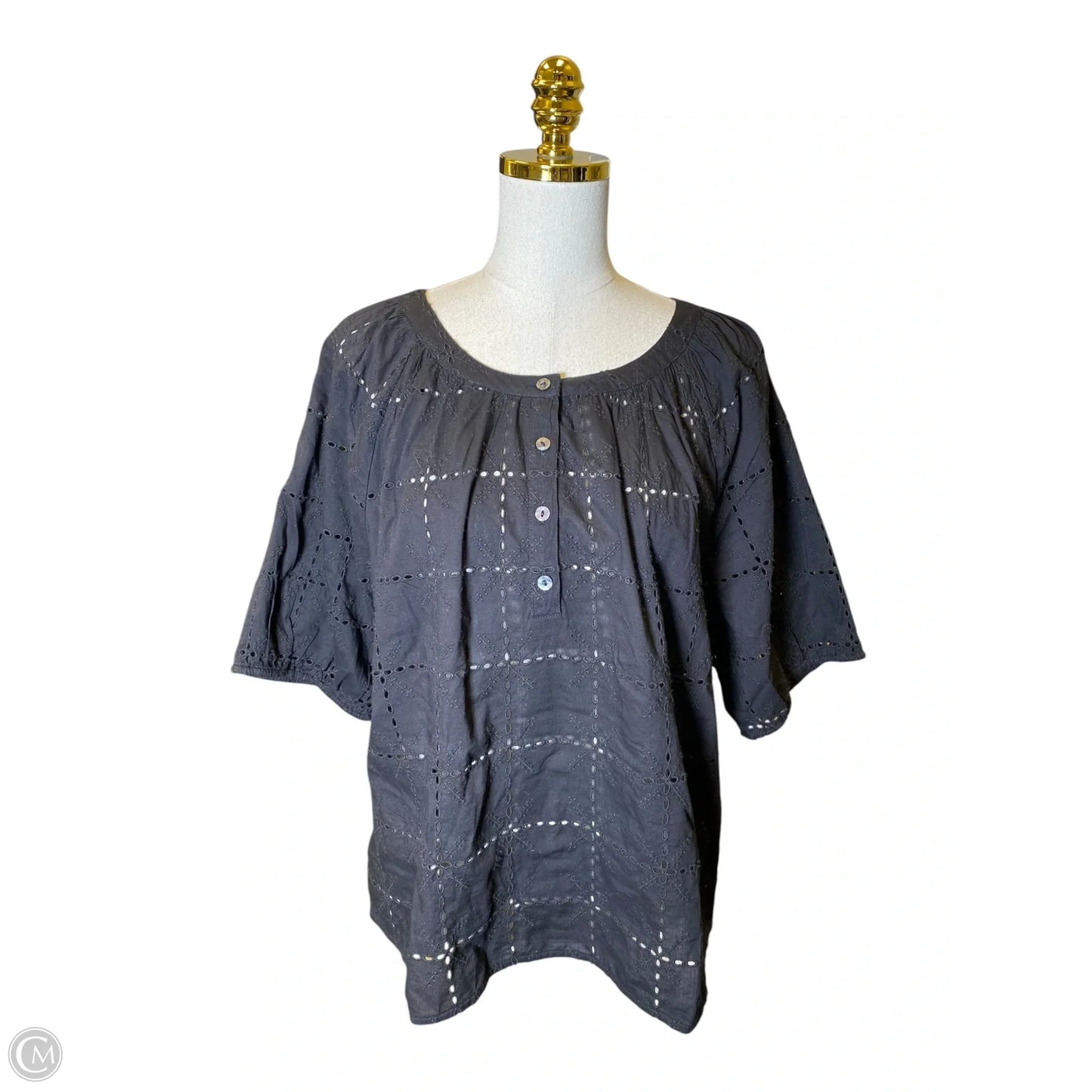 Top Short Sleeve By Chicos In Black, Size: L