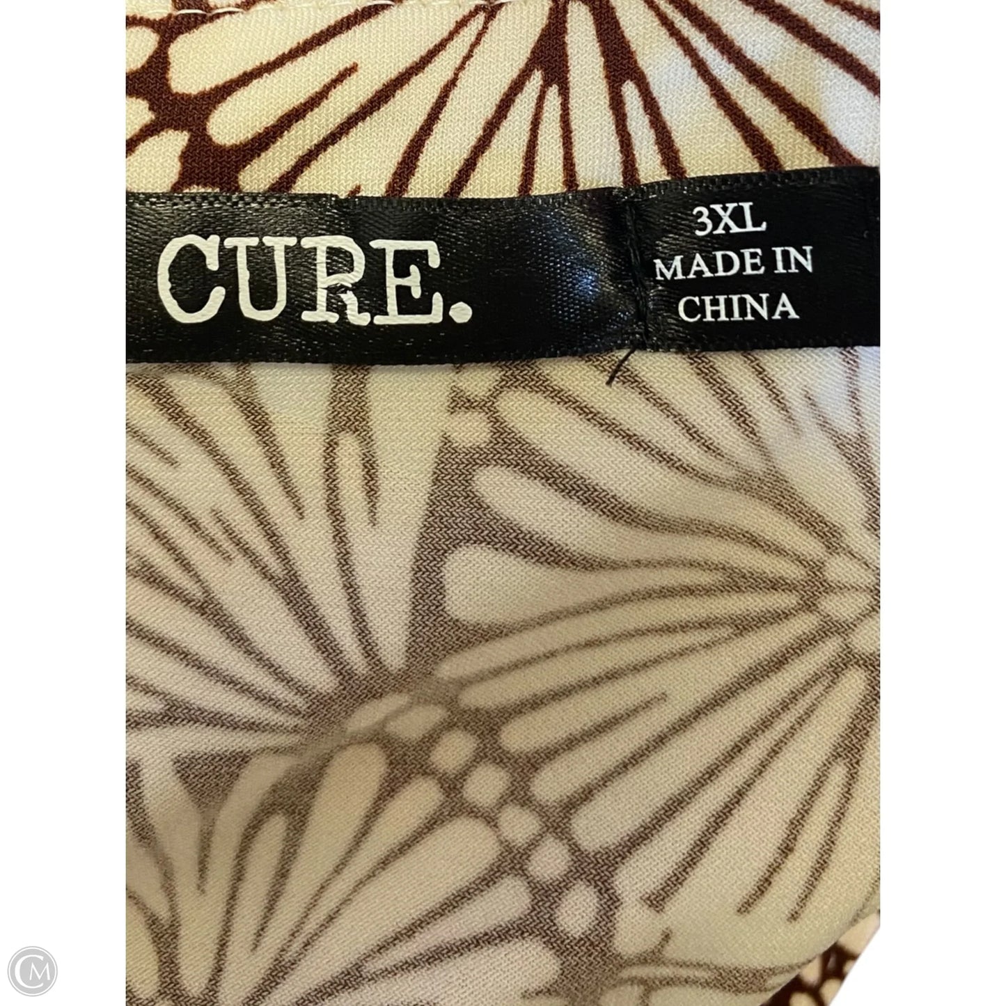Top Short Sleeve By Cure In Brown & White, Size: 3x