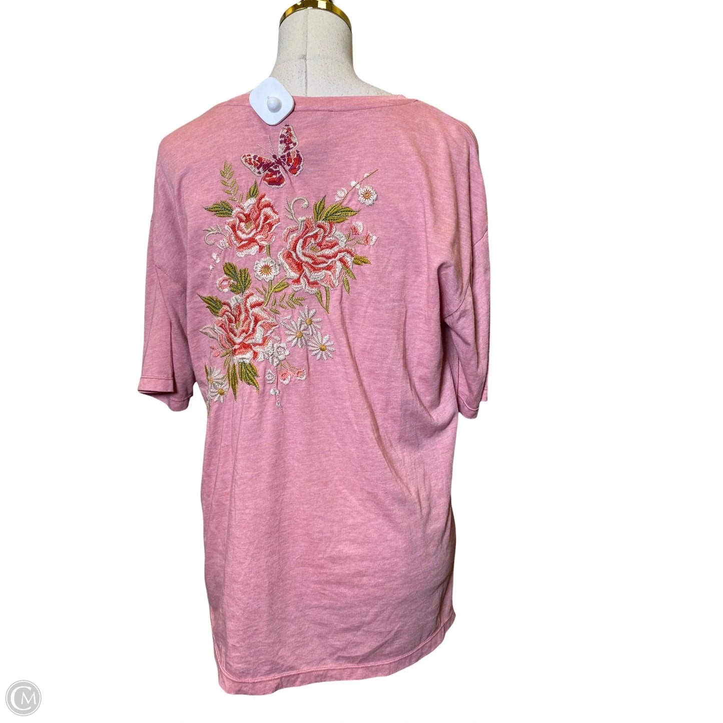 Top Short Sleeve By Johnny Was In Pink, Size: L