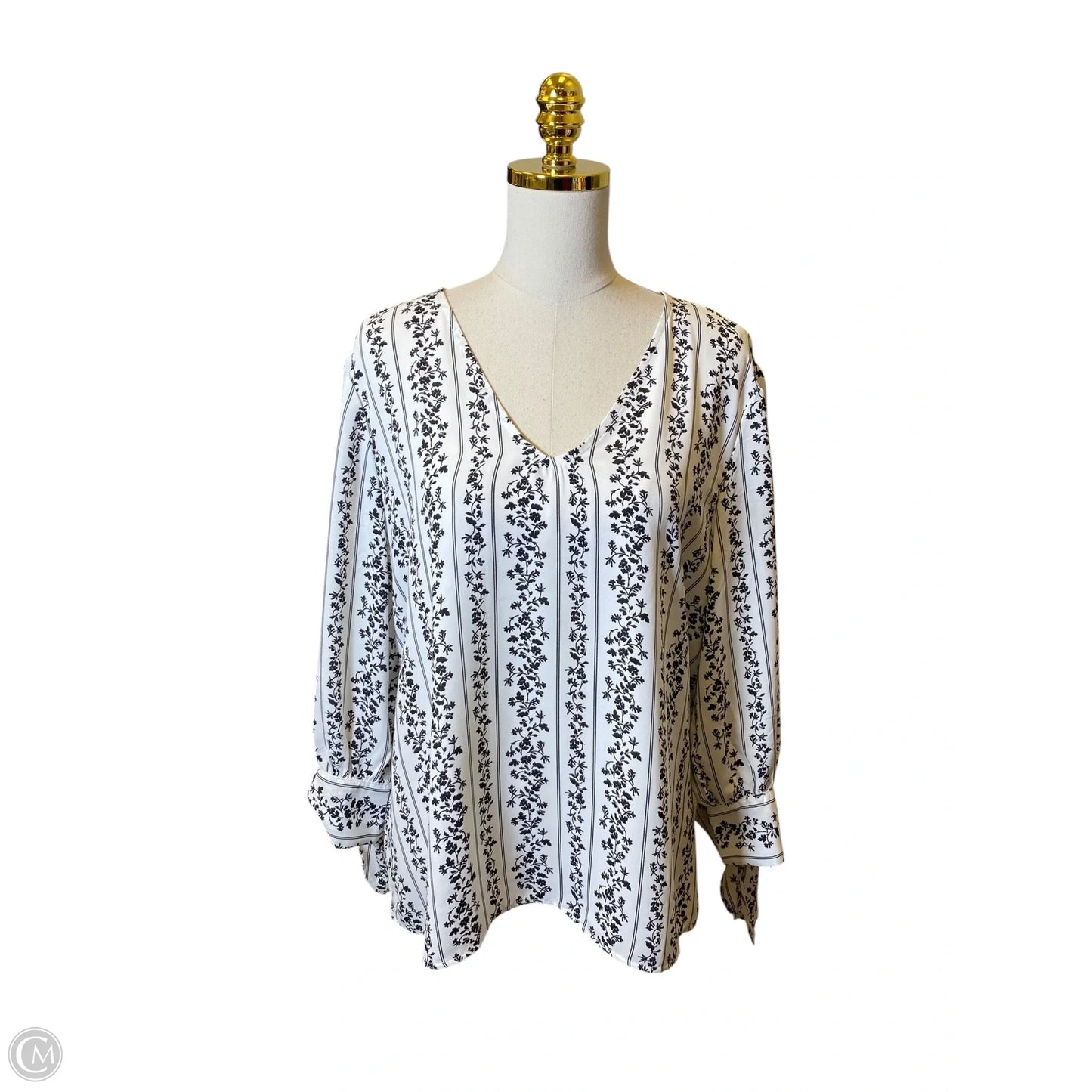 Top 3/4 Sleeve By Ann Taylor In Black & White, Size: Xl