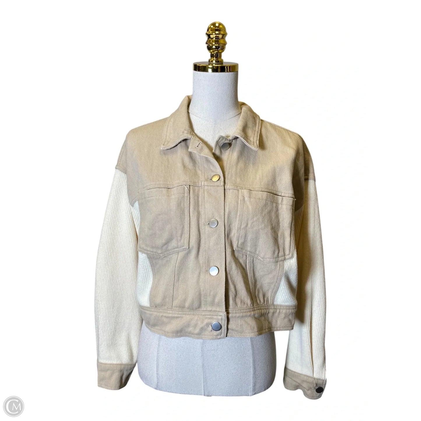 Jacket Denim By Clothes Mentor In Beige, Size: S