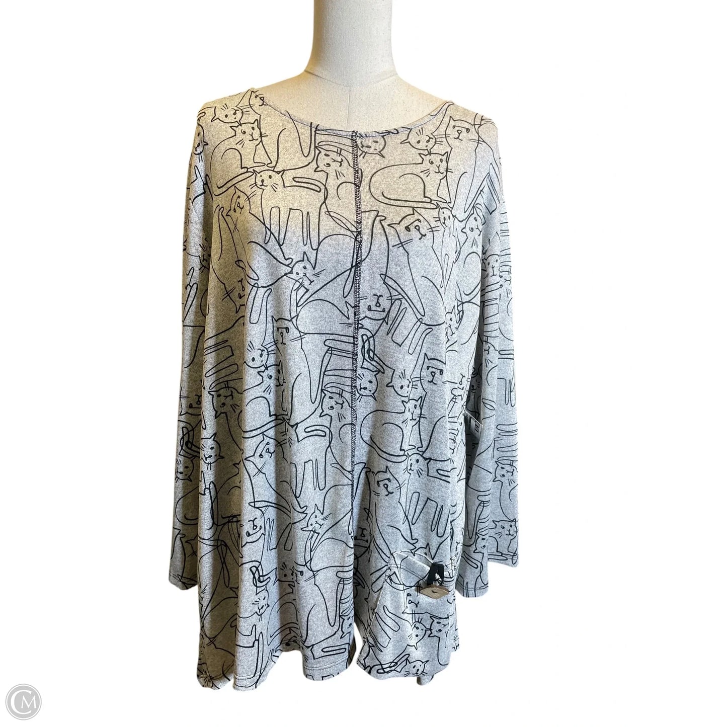 Top Long Sleeve By Jess And Jane In Grey, Size: 3x