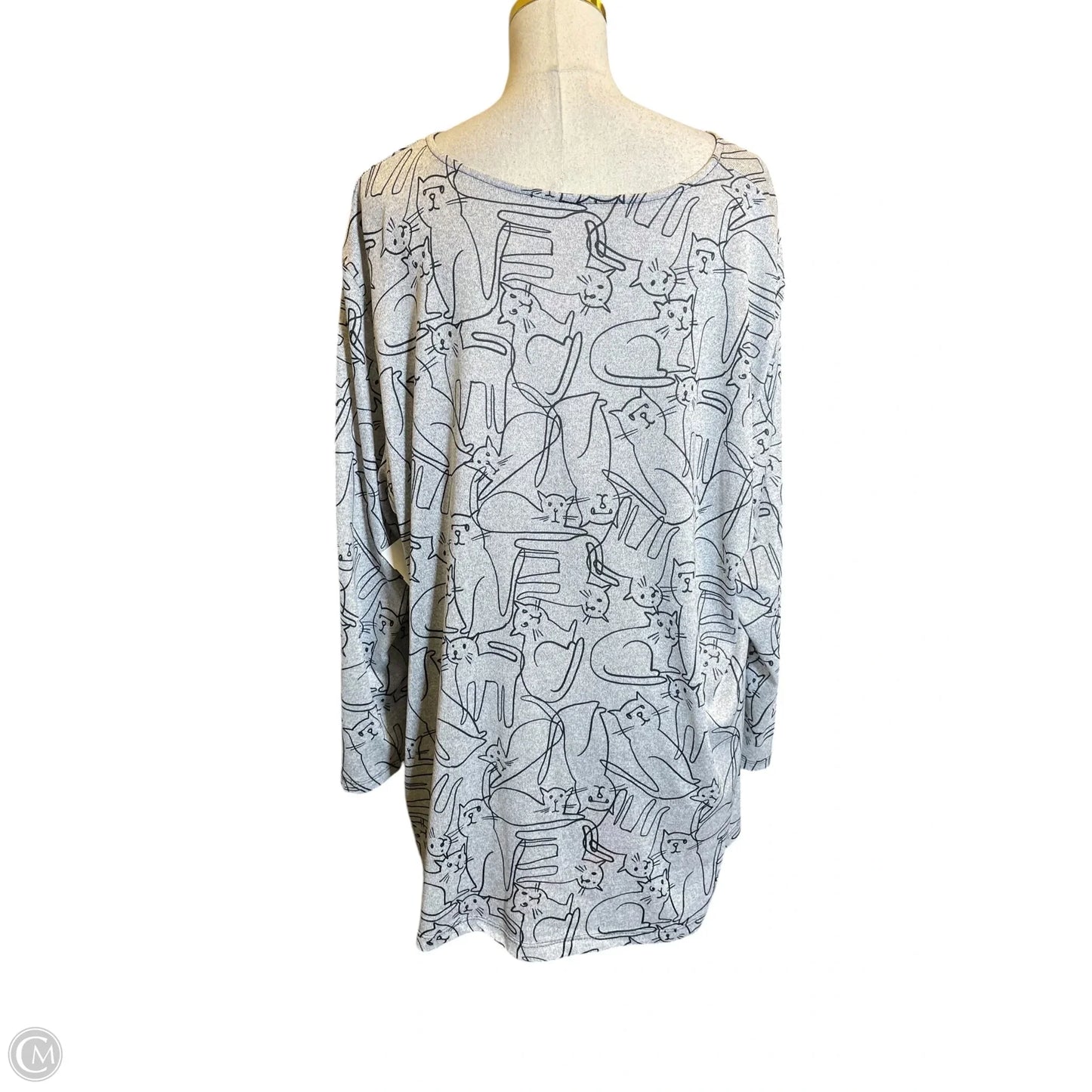 Top Long Sleeve By Jess And Jane In Grey, Size: 3x