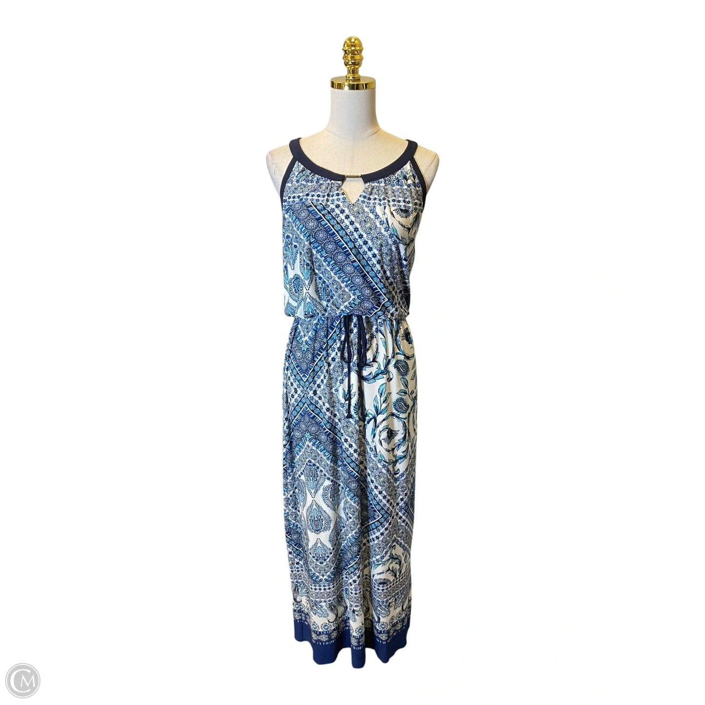 Dress Casual Maxi By Enfocus In Blue & White, Size: 6p