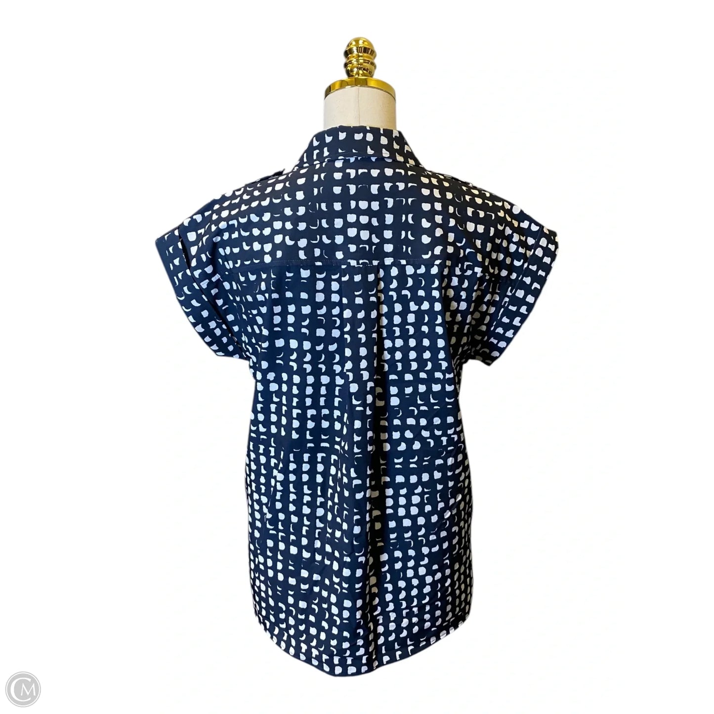 Top Short Sleeve By Calvin Klein In Blue & White, Size: S