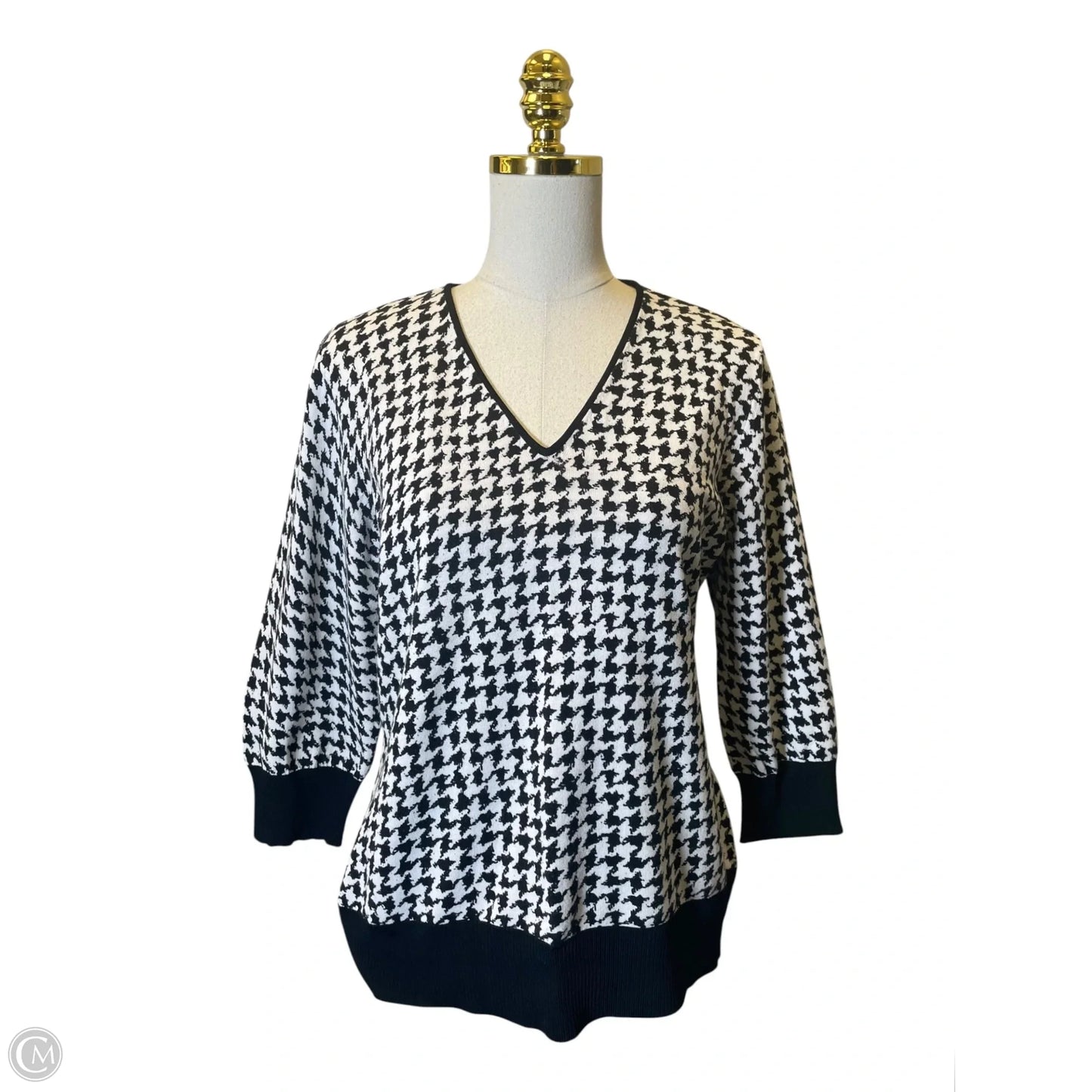Top Long Sleeve By Nygard Peter In Black & White, Size: L