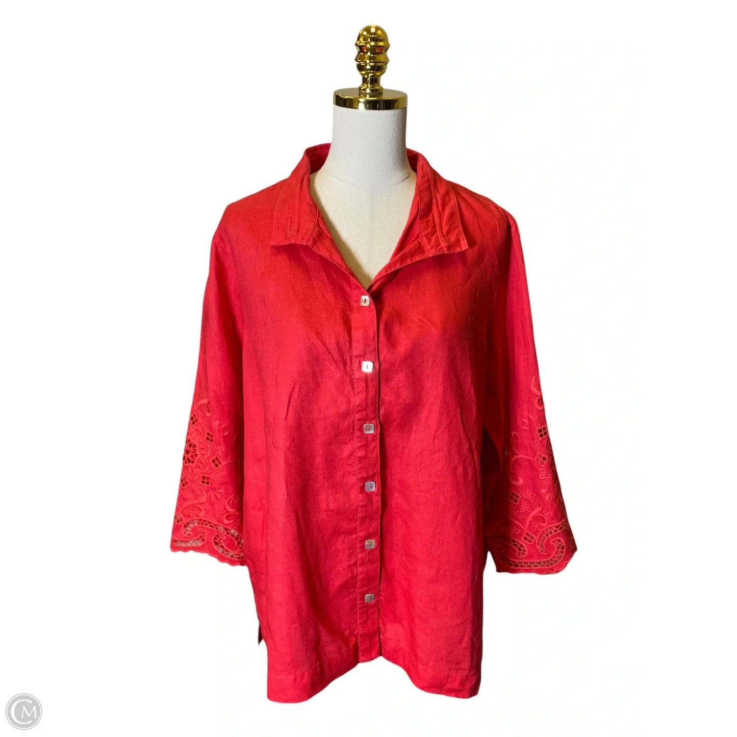 Top 3/4 Sleeve By John Mark In Red, Size: L