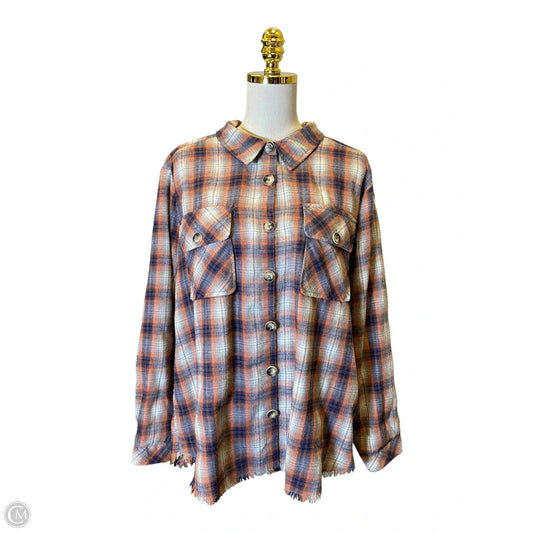 Top Long Sleeve By Democracy In Multi-colored, Size: L