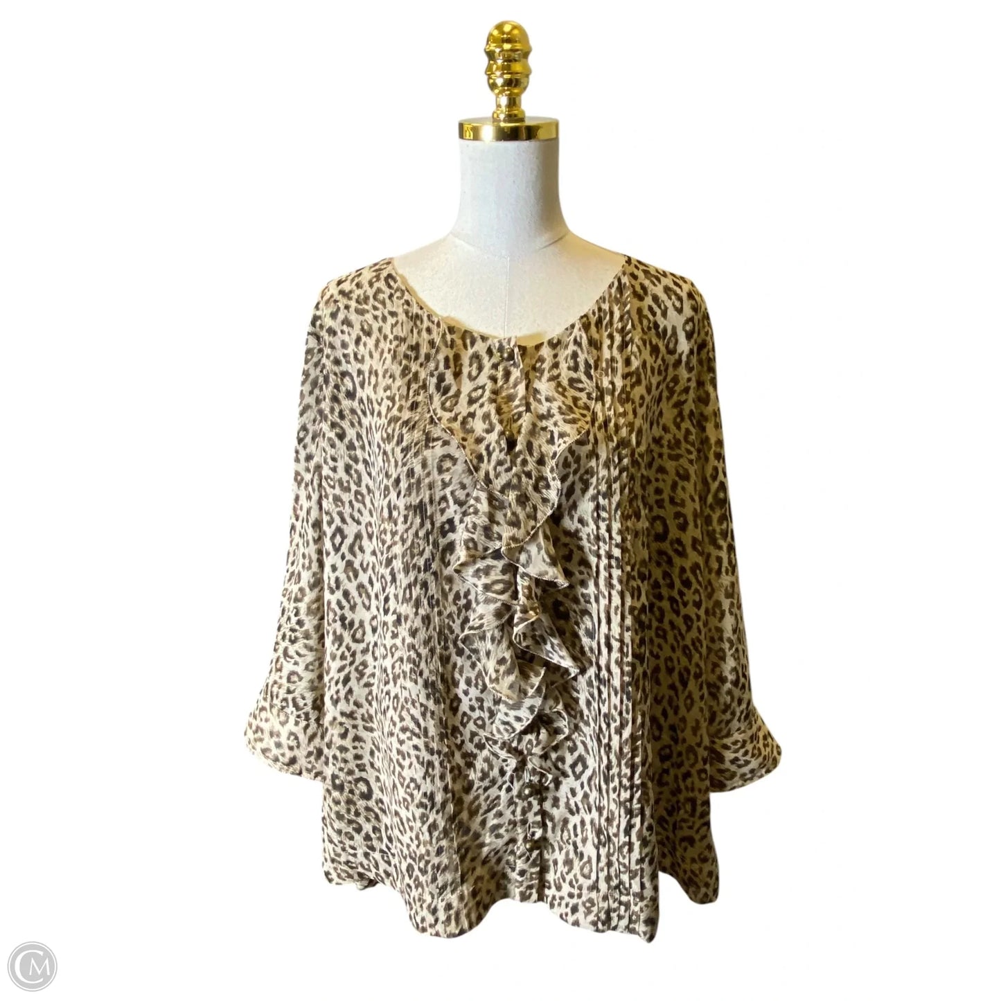 Top Long Sleeve By Chaus In Animal Print, Size: 3x