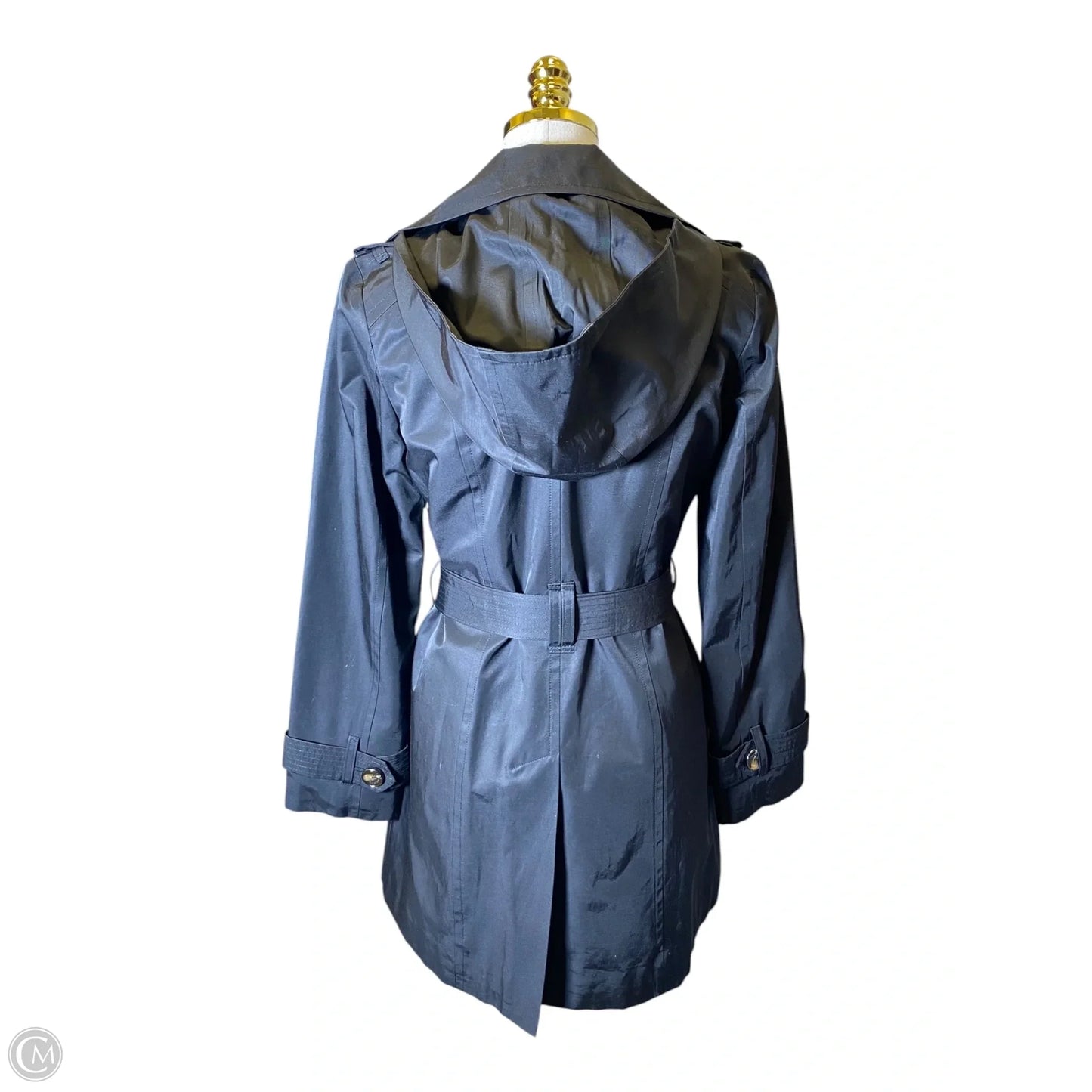 Coat Trench Coat By Clothes Mentor In Black, Size: Xs