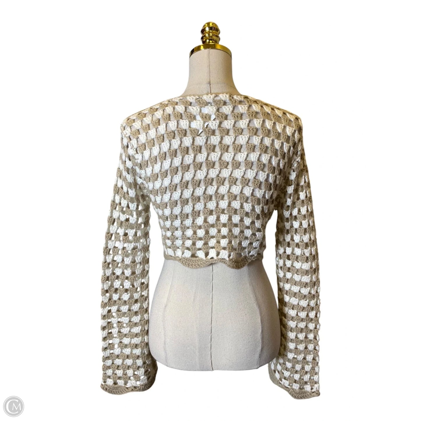 Top Long Sleeve By Clothes Mentor In Tan & White, Size: S