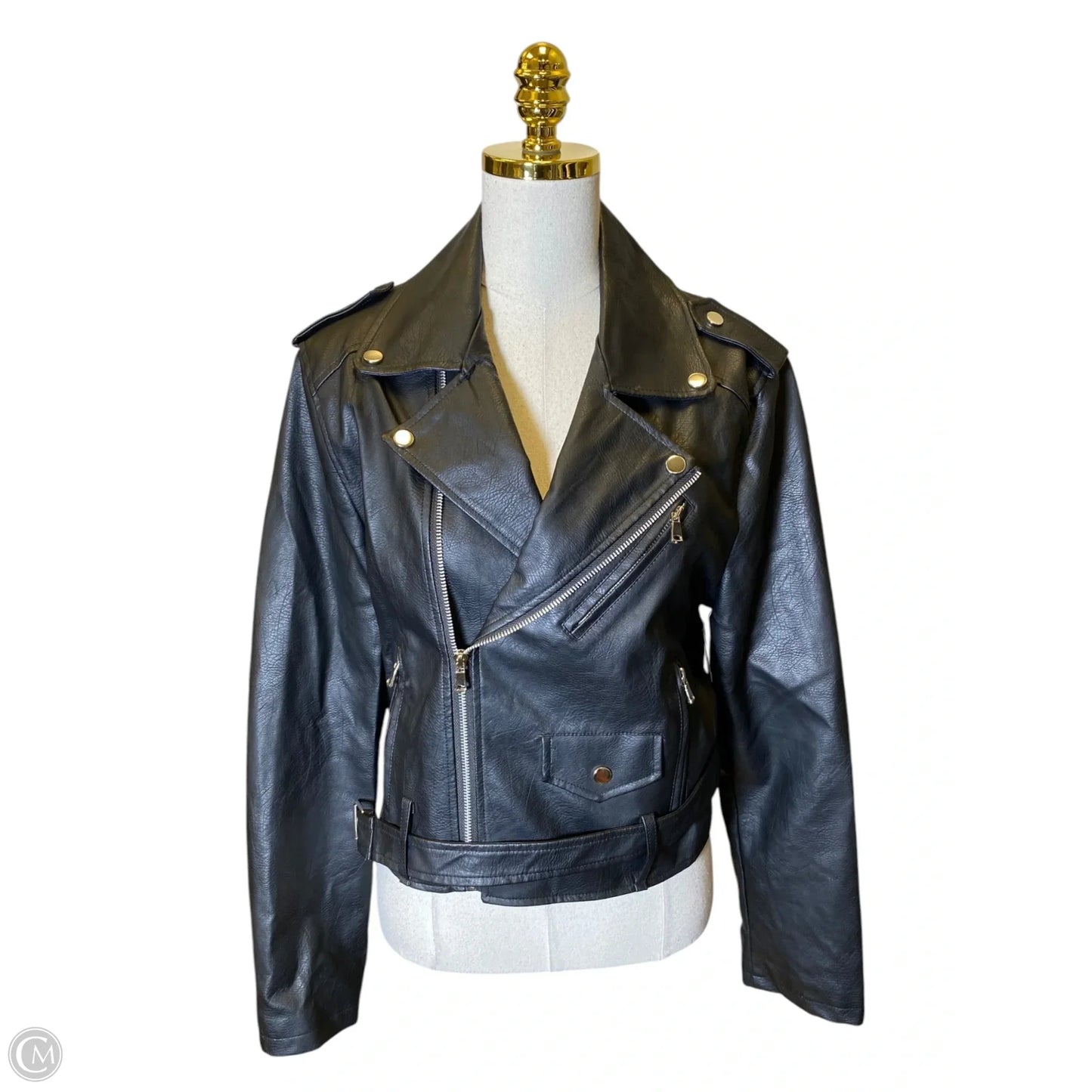 Jacket Leather By Clothes Mentor In Black, Size: 3x
