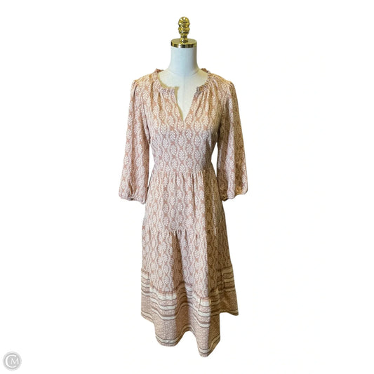 Dress Casual Midi By Lucky Brand In Tan & White, Size: M