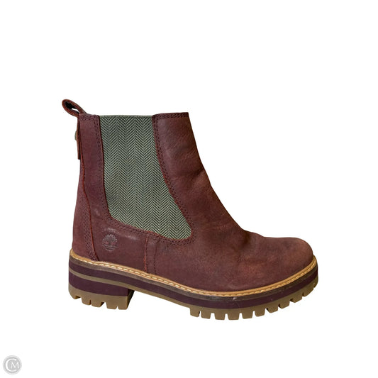 Boots Mid-calf Flats By Timberland In Maroon, Size: 7