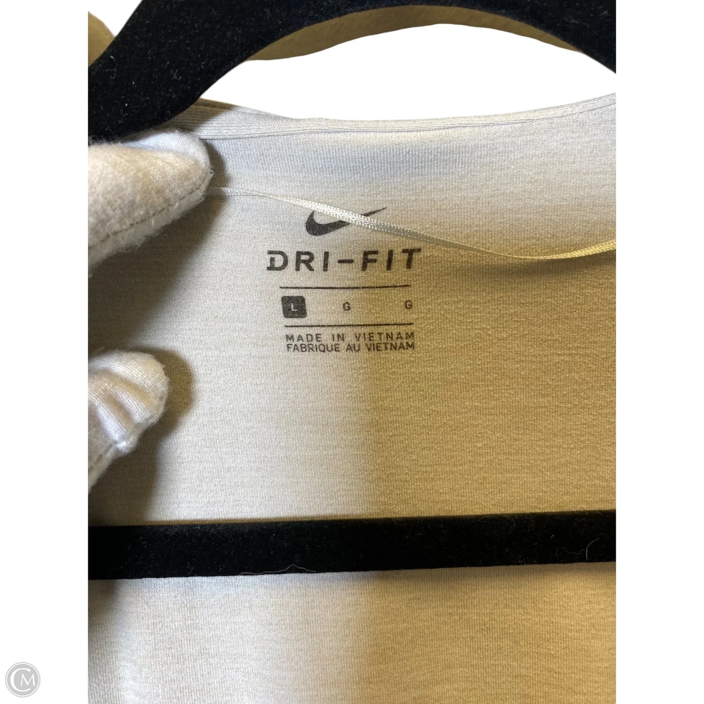 Athletic Top Long Sleeve Hoodie By Nike In Grey, Size: L