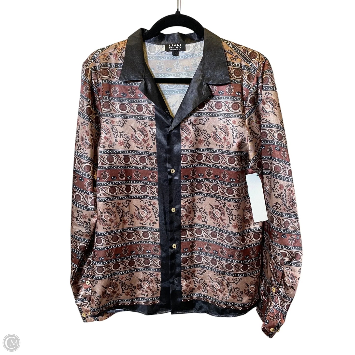 Blouse Long Sleeve By Clothes Mentor In Brown, Size: S