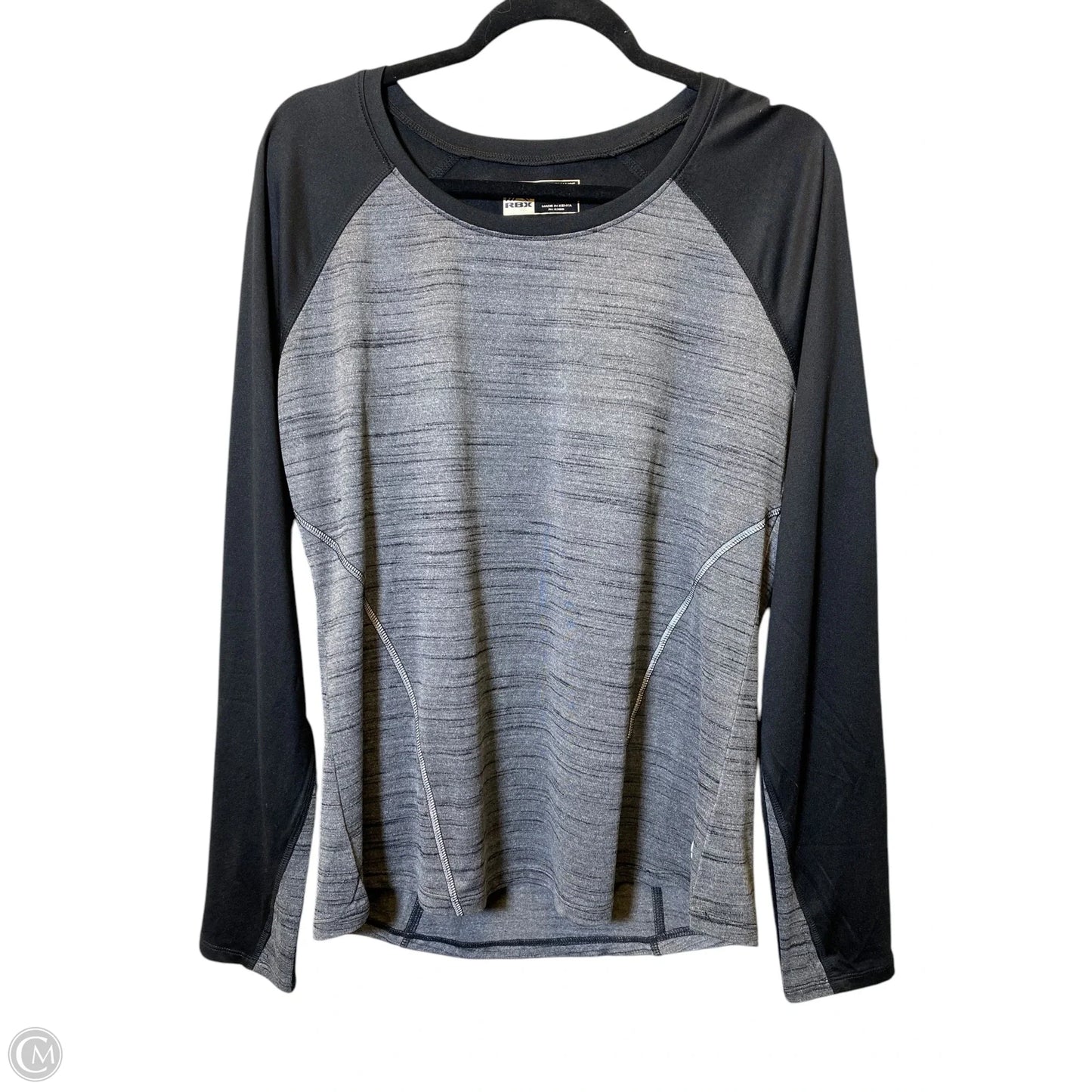 Athletic Top Long Sleeve Collar By Rbx In Black & Grey, Size: L