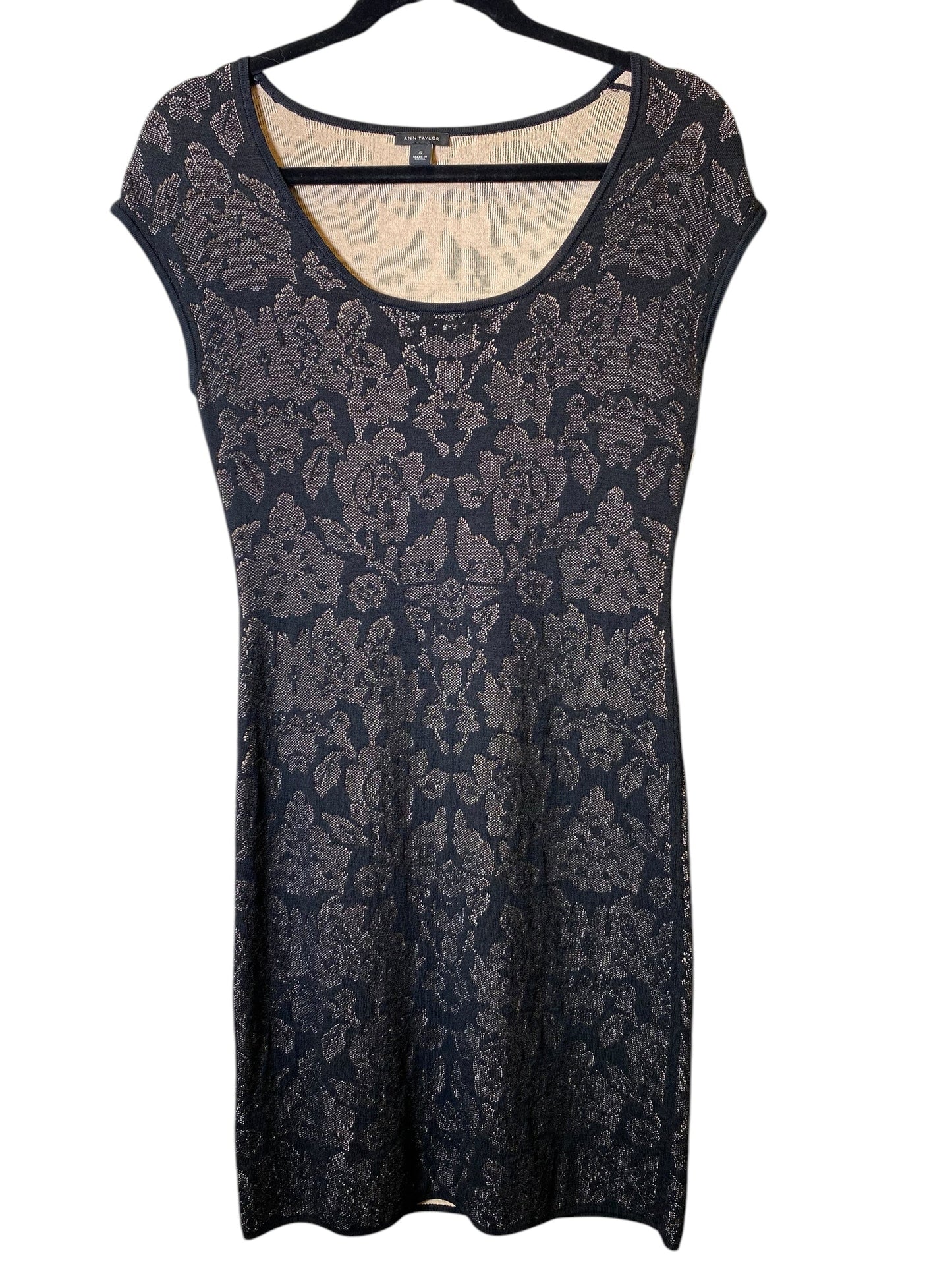 Dress Casual Midi By Ann Taylor In Black & Cream, Size: S