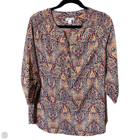 Top 3/4 Sleeve By Croft And Barrow In Multi-colored, Size: L