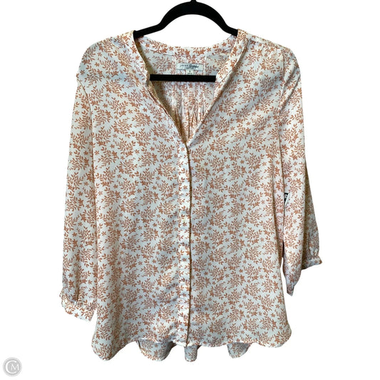 Blouse Long Sleeve By Jachs Girlfirend In Pink & White, Size: S