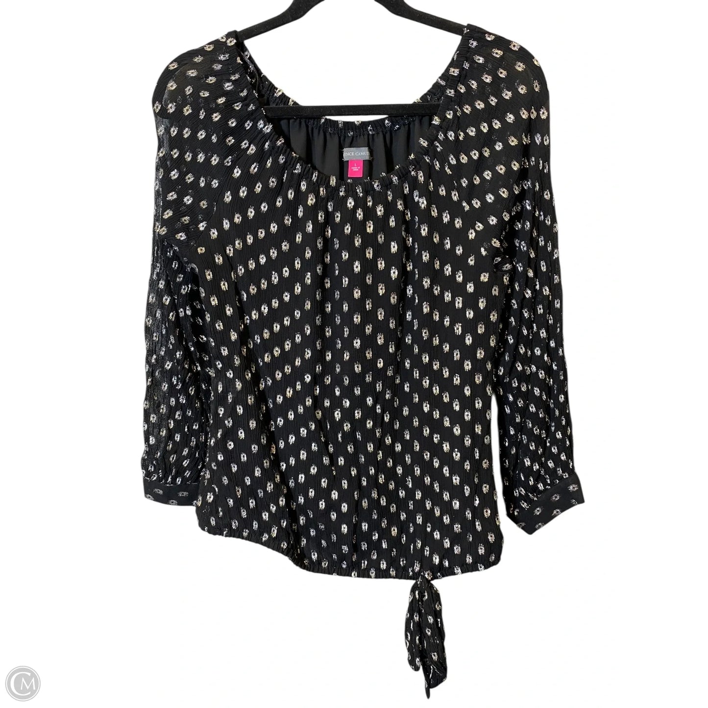 Top Long Sleeve By Vince Camuto In Black & Silver, Size: L