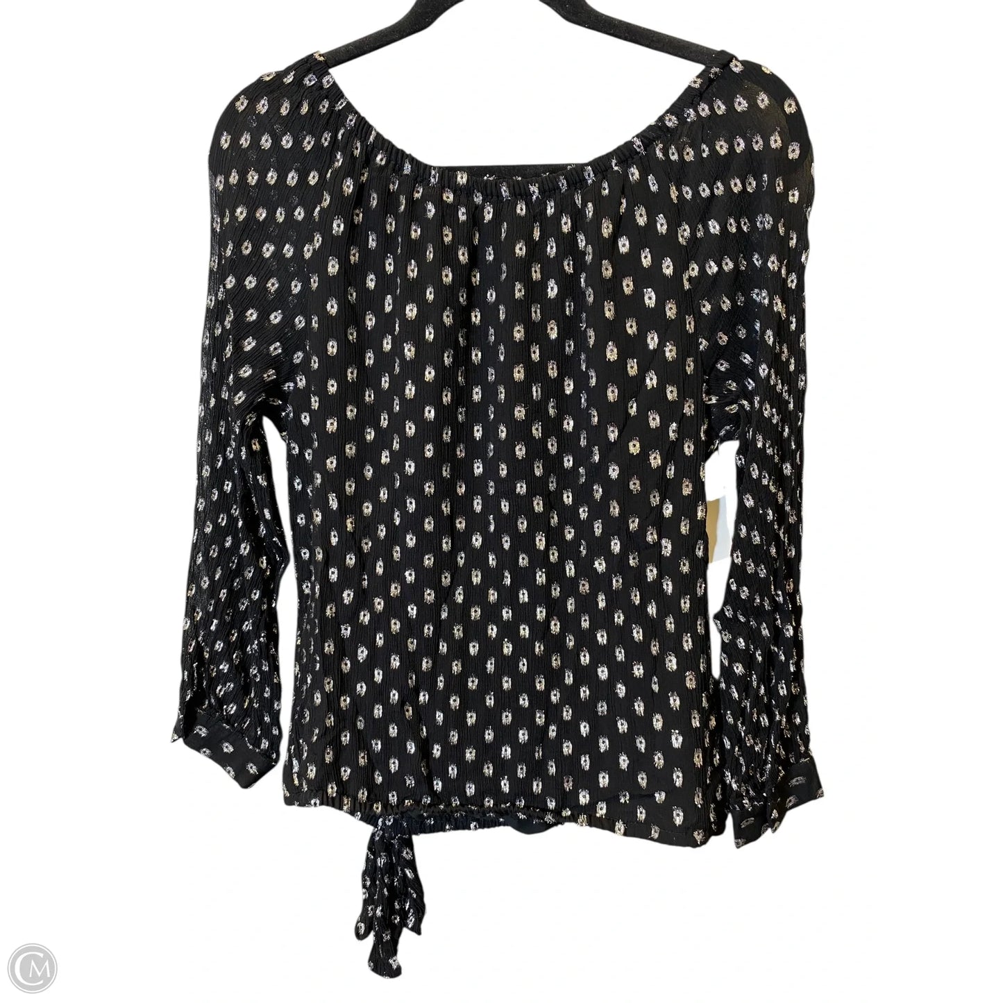 Top Long Sleeve By Vince Camuto In Black & Silver, Size: L
