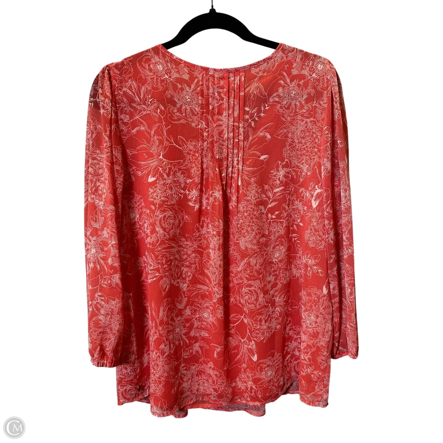 Top Long Sleeve By Tommy Hilfiger In Orange & White, Size: L