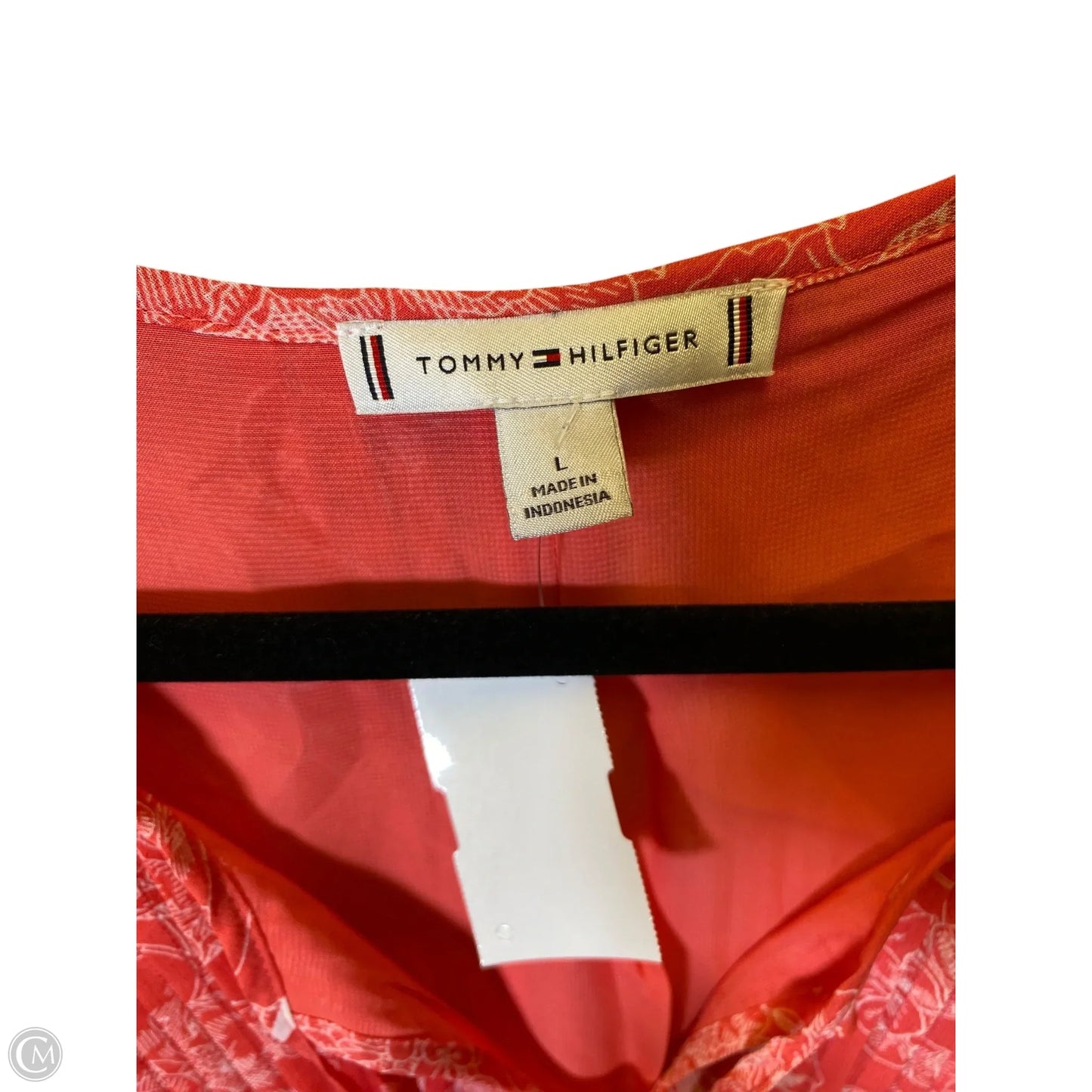 Top Long Sleeve By Tommy Hilfiger In Orange & White, Size: L