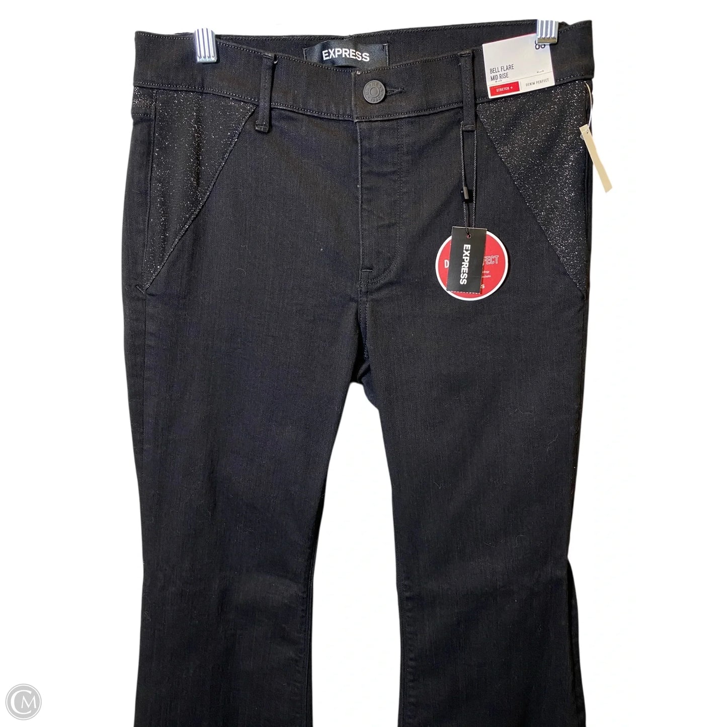 Jeans Flared By Express In Black & Silver, Size: 8