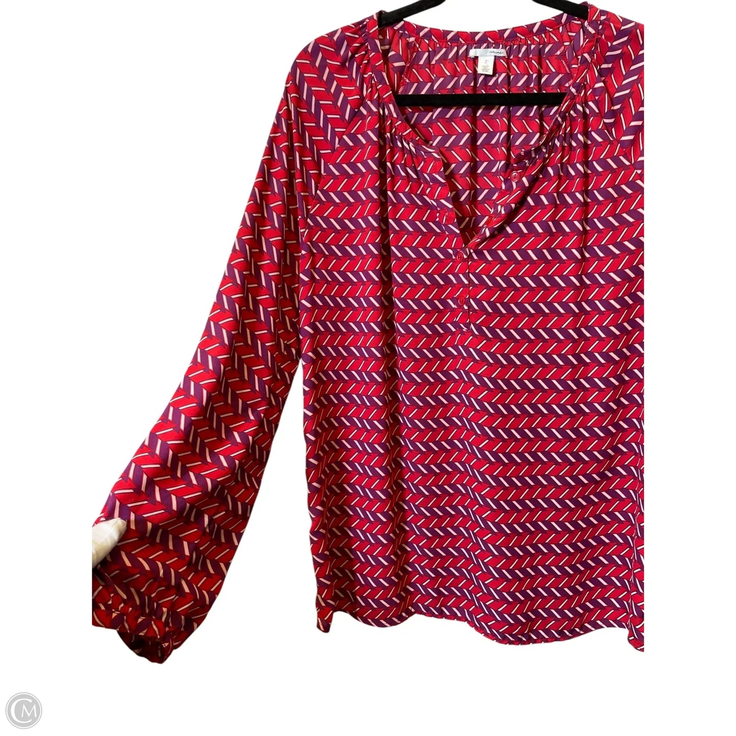 Top Long Sleeve By Halogen In Multi-colored, Size: L
